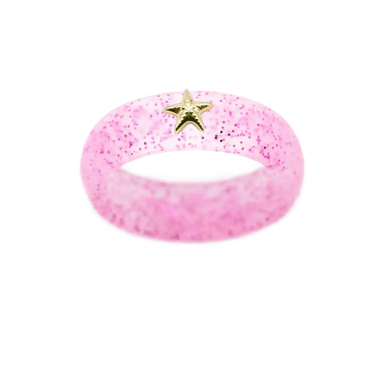 Gold Starfish Silicone Ring - Size 8