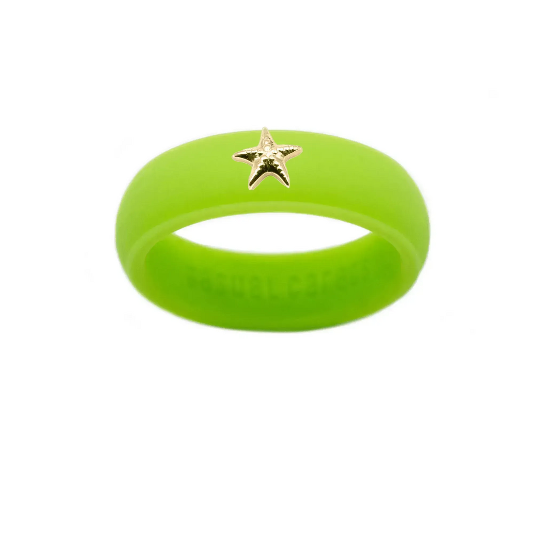 Gold Starfish Silicone Ring - Size 8
