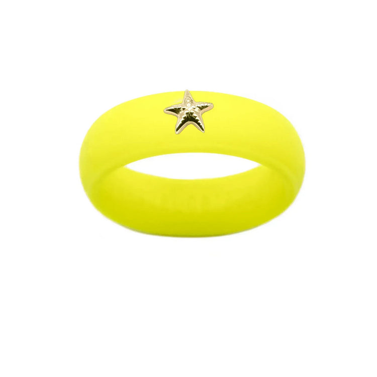 Gold Starfish Silicone Ring - Size 8