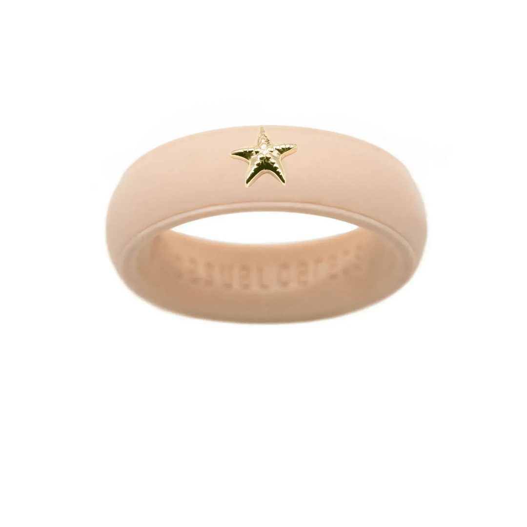 Gold Starfish Silicone Ring - Size 8