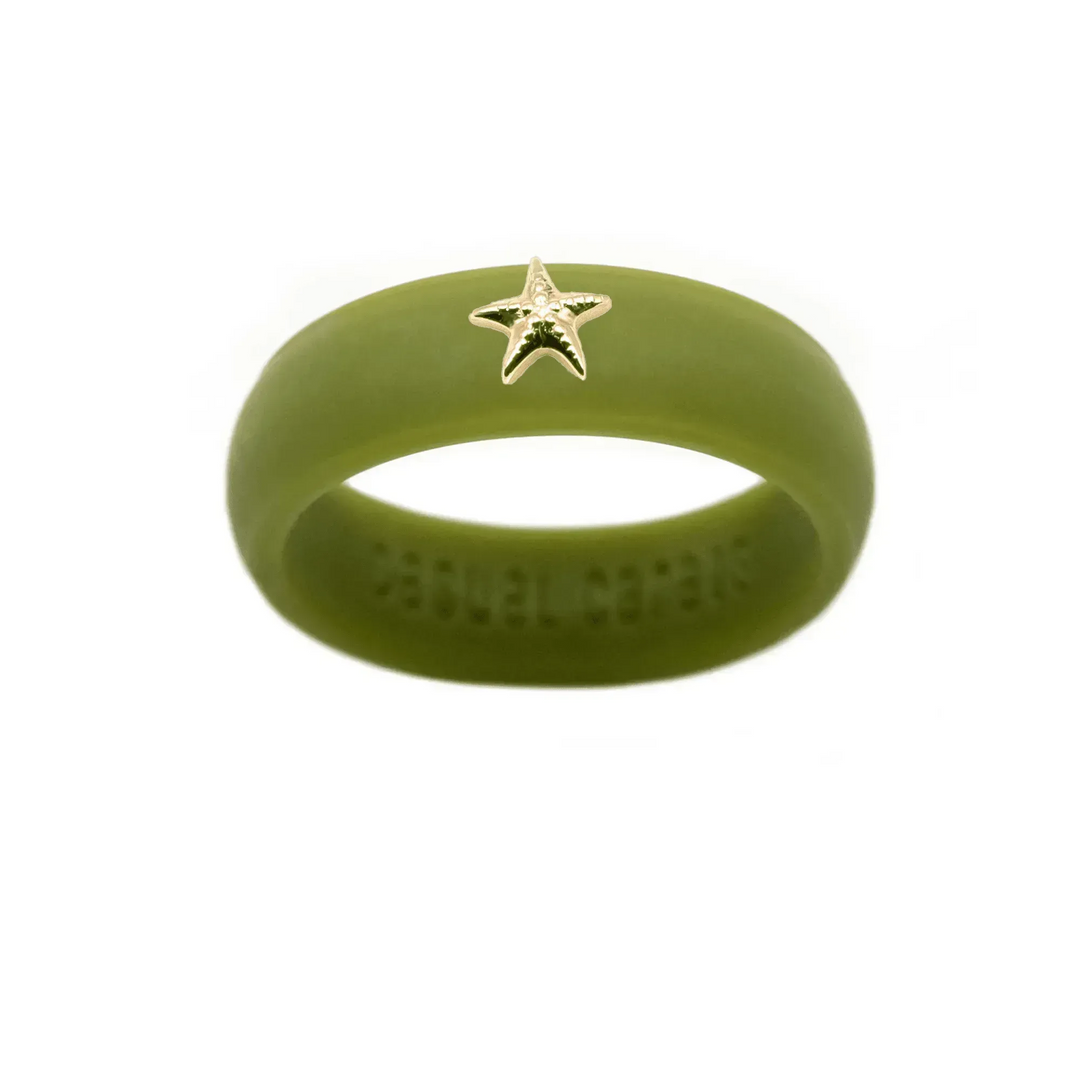 Gold Starfish Silicone Ring - Size 8