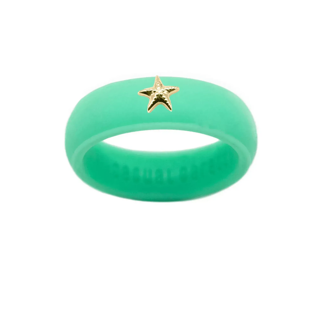 Gold Starfish Silicone Ring - Size 8