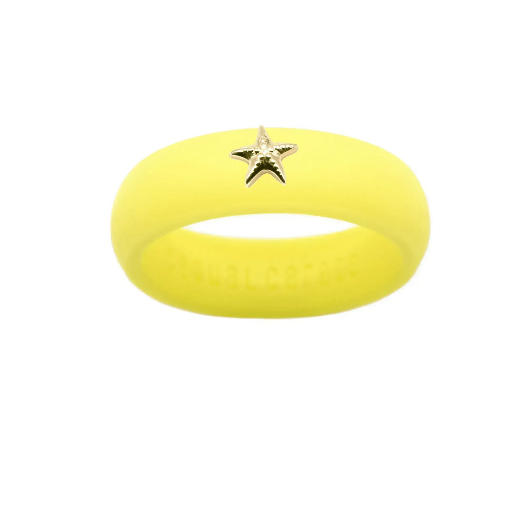 Gold Starfish Silicone Ring - Size 8