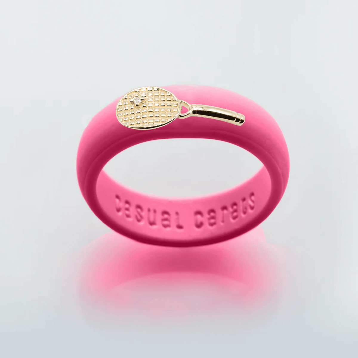 Yellow Gold Diamond Tennis Racket Silicone Ring – Casual Carats