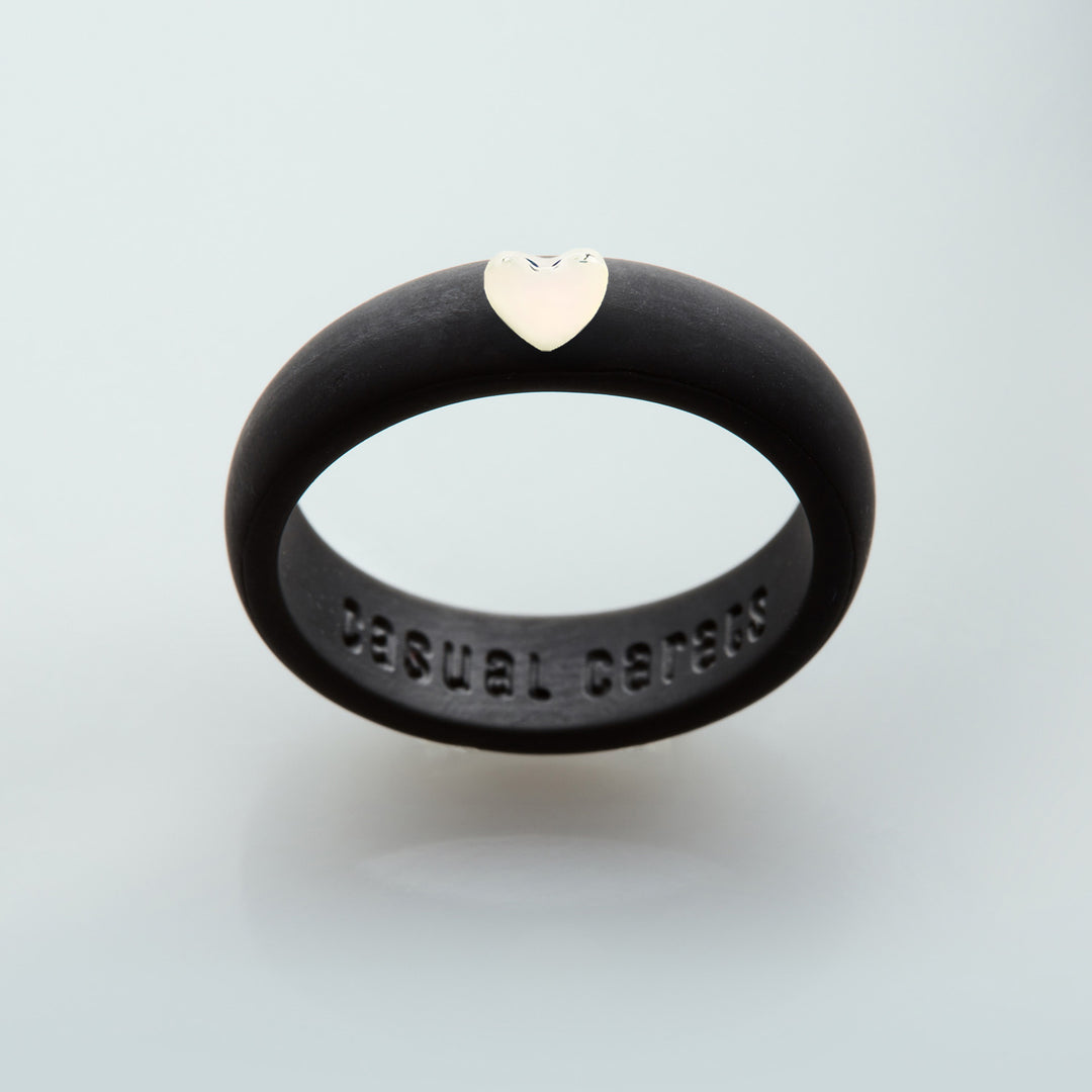 Puffy Gold Heart Silicone Ring