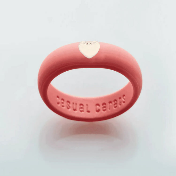 Puffy Gold Heart Silicone Ring