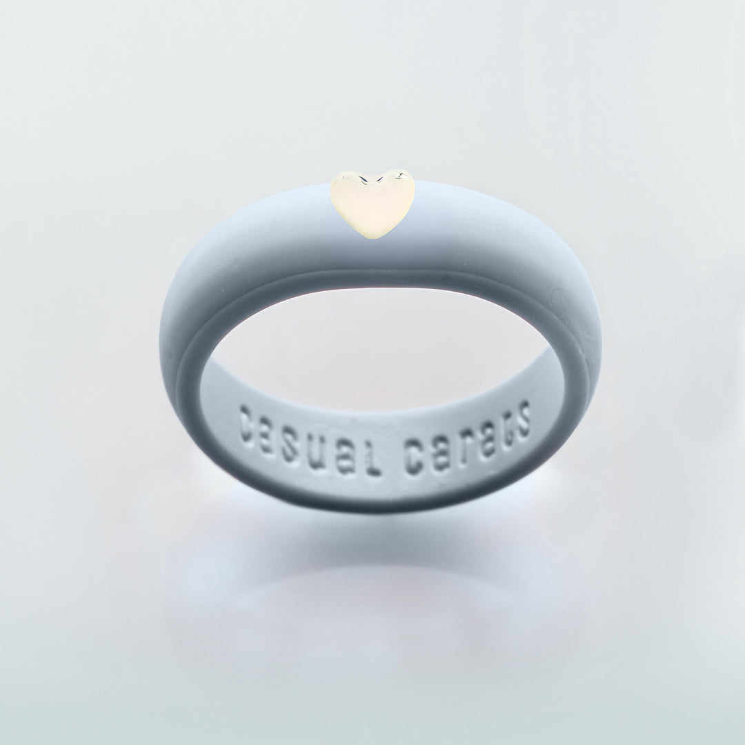 Puffy Gold Heart Silicone Ring