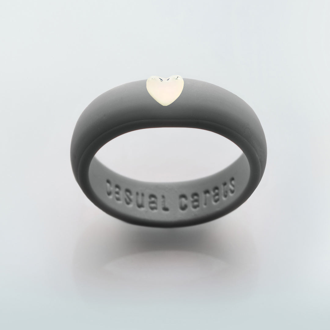 Puffy Gold Heart Silicone Ring