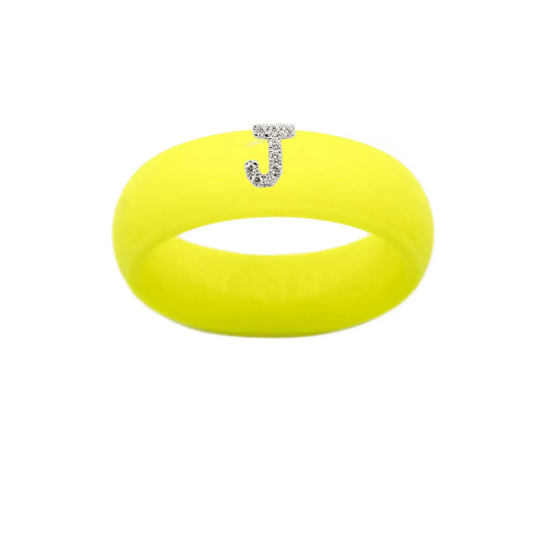 “J” Diamond Initial - Size 7