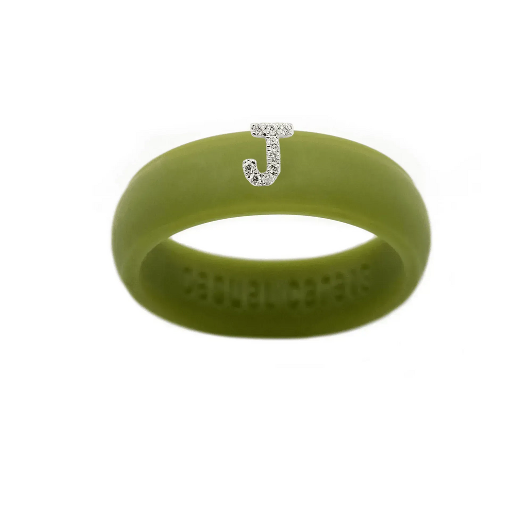 “J” Diamond Initial - Size 7