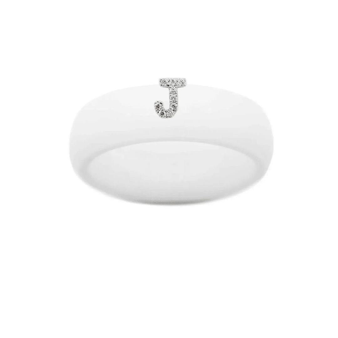 “J” Diamond Initial - Size 7