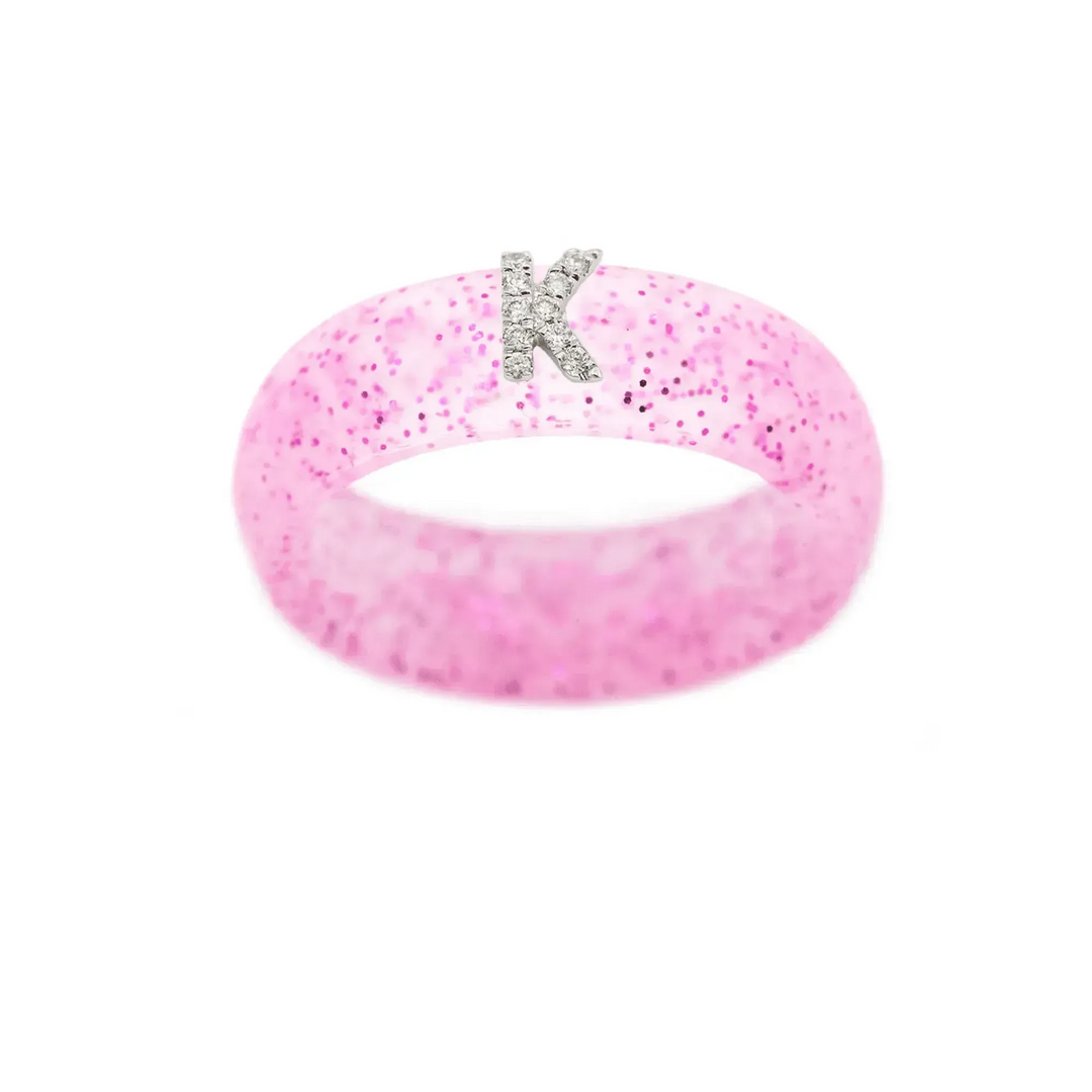 “K” Diamond Initial - Size 8