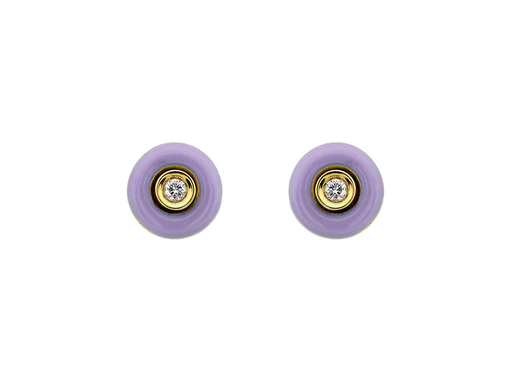 14K Rose Gold Lavender Enamel Earrings