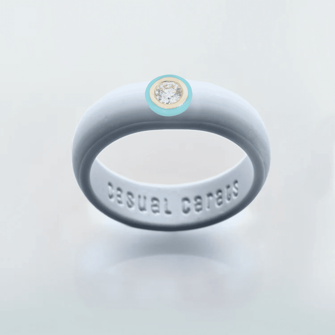 14K Powder Blue Ceramic Bezel