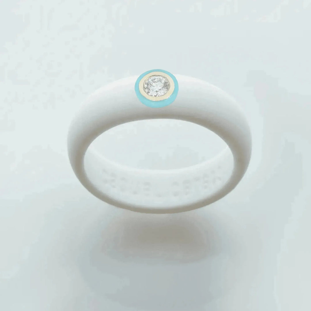 14K Powder Blue Ceramic Bezel