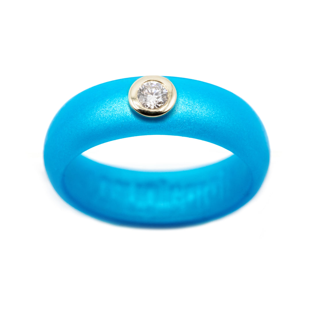 Metallic Blue Diamond Silicone Ring