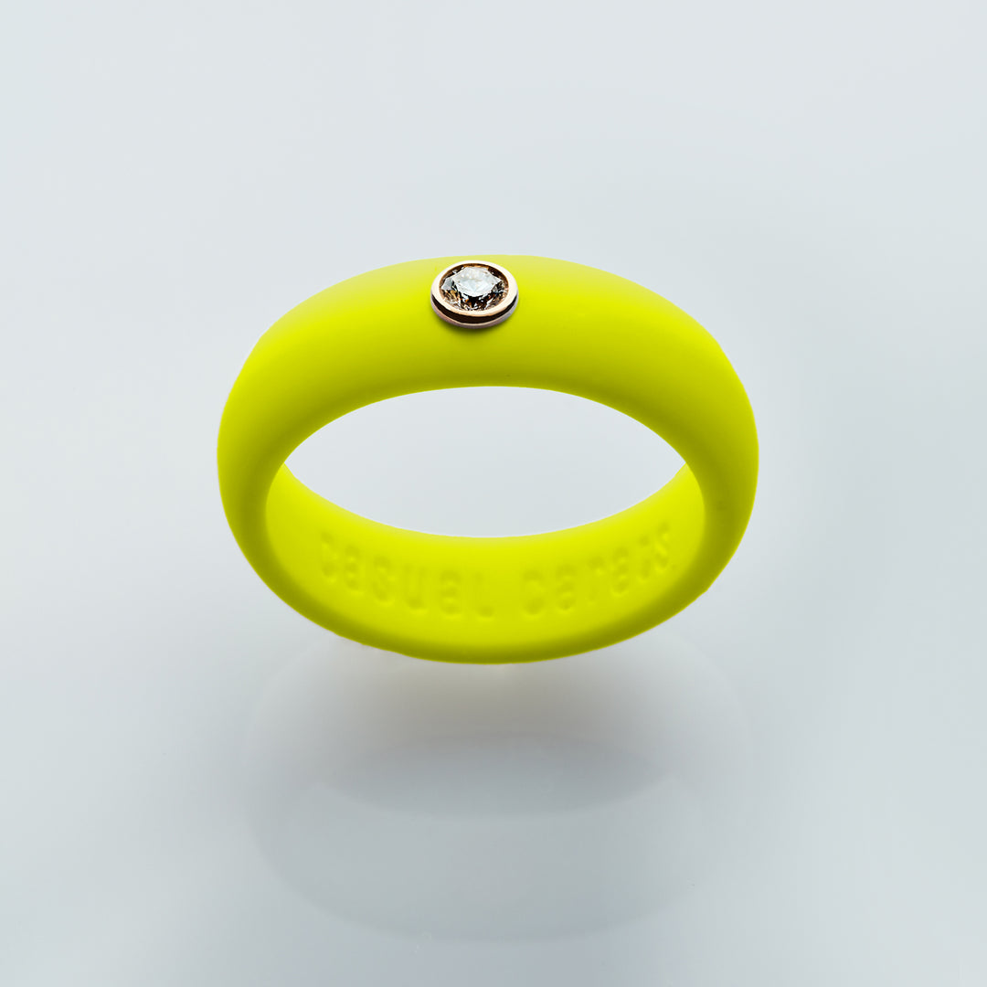 Neon Yellow Diamond Silicone Ring