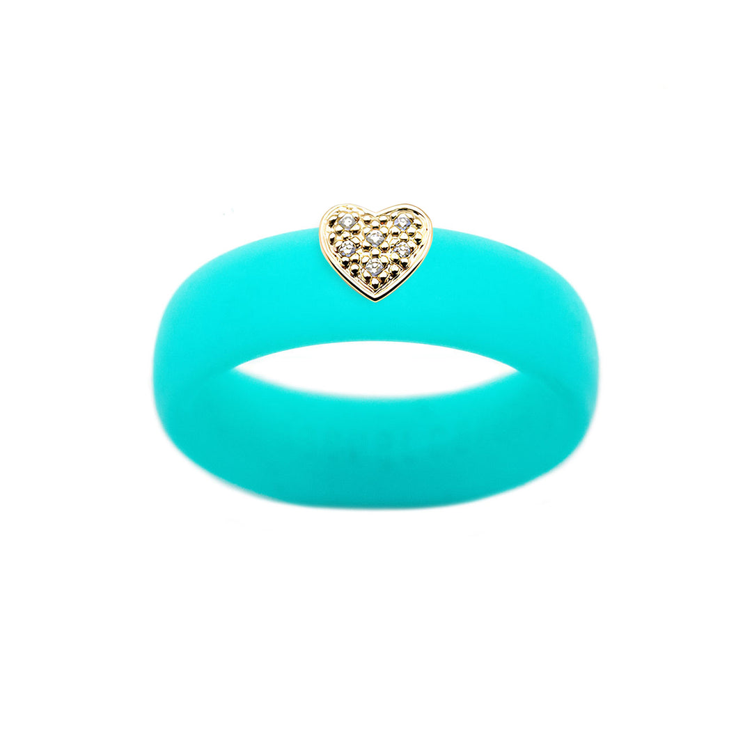 Pave Heart Silicone Ring - Size 6