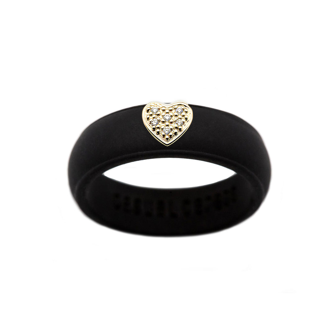 Pave Heart Silicone Ring - Size 6