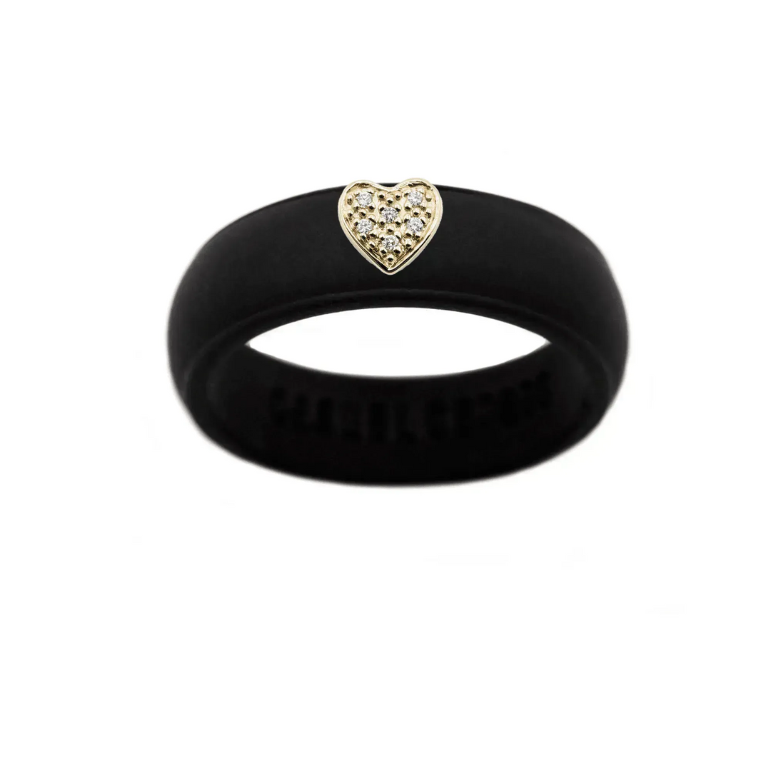 Pave Heart Silicone Ring - Size 4