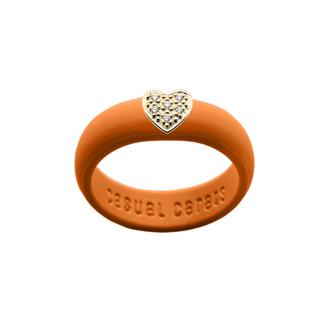 Pave Heart Silicone Ring - Size 6