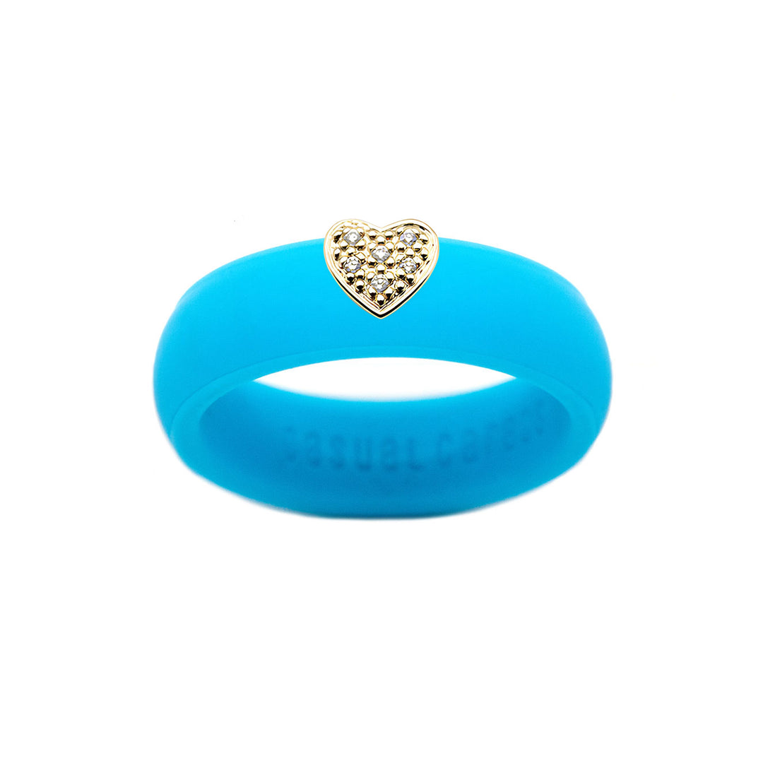 Pave Heart Silicone Ring - Size 6