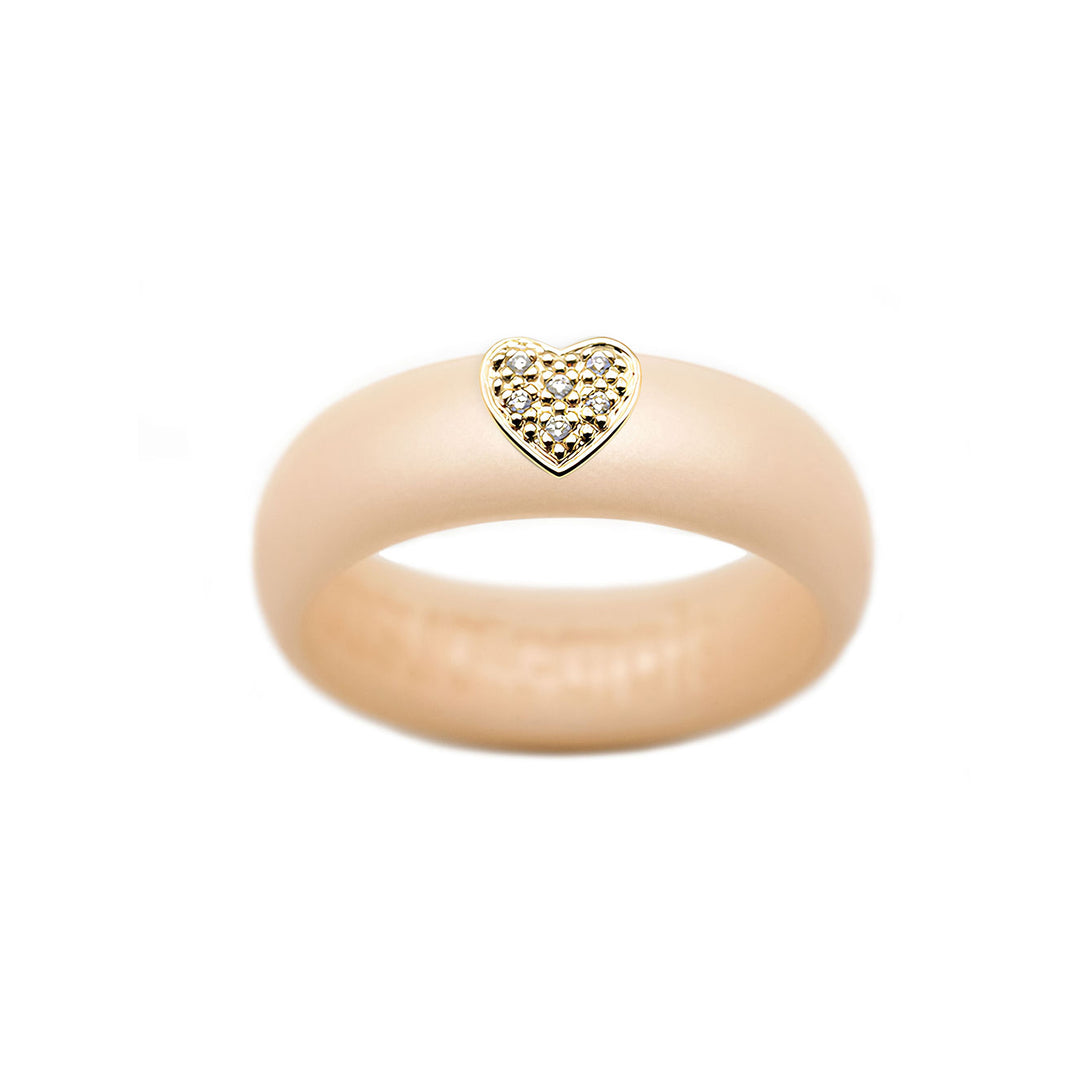 Pave Heart Silicone Ring - Size 6