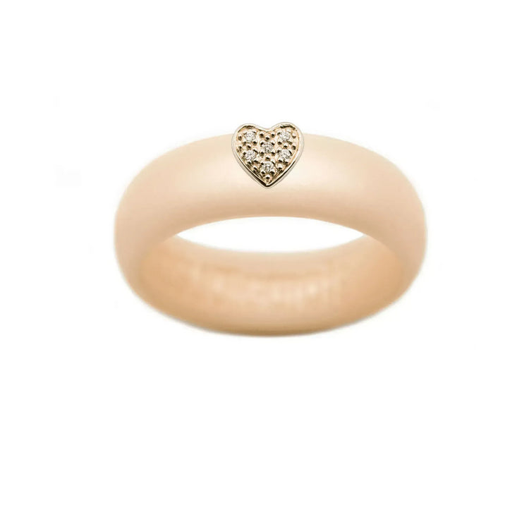 Pave Heart Silicone Ring - Size 6