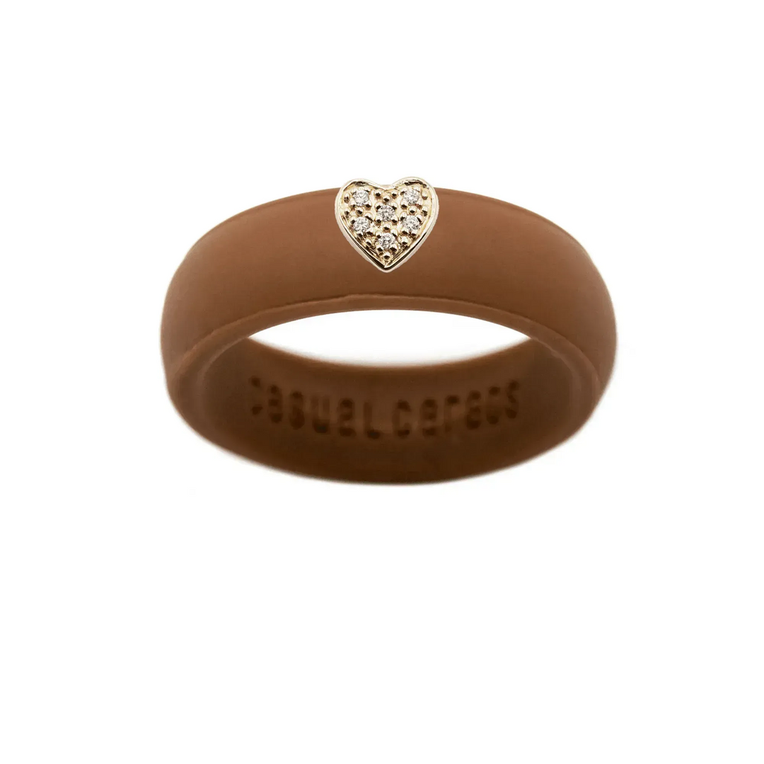 Pave Heart Silicone Ring - Size 6