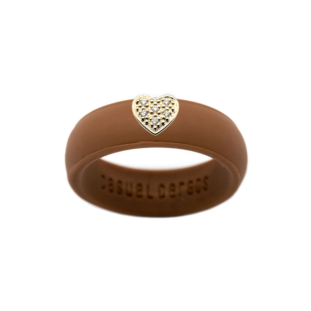 Pave Heart Silicone Ring - Size 6