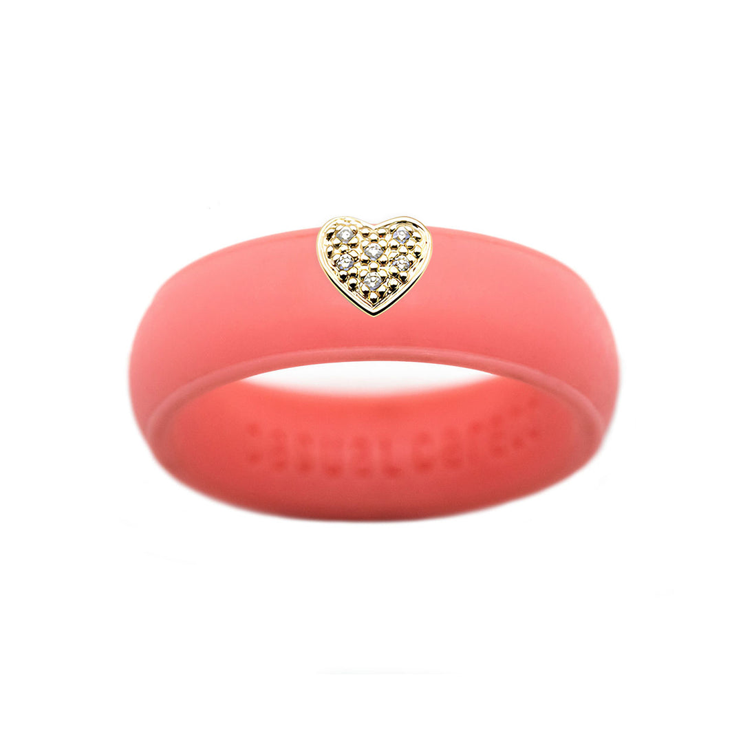 Pave Heart Silicone Ring - Size 6