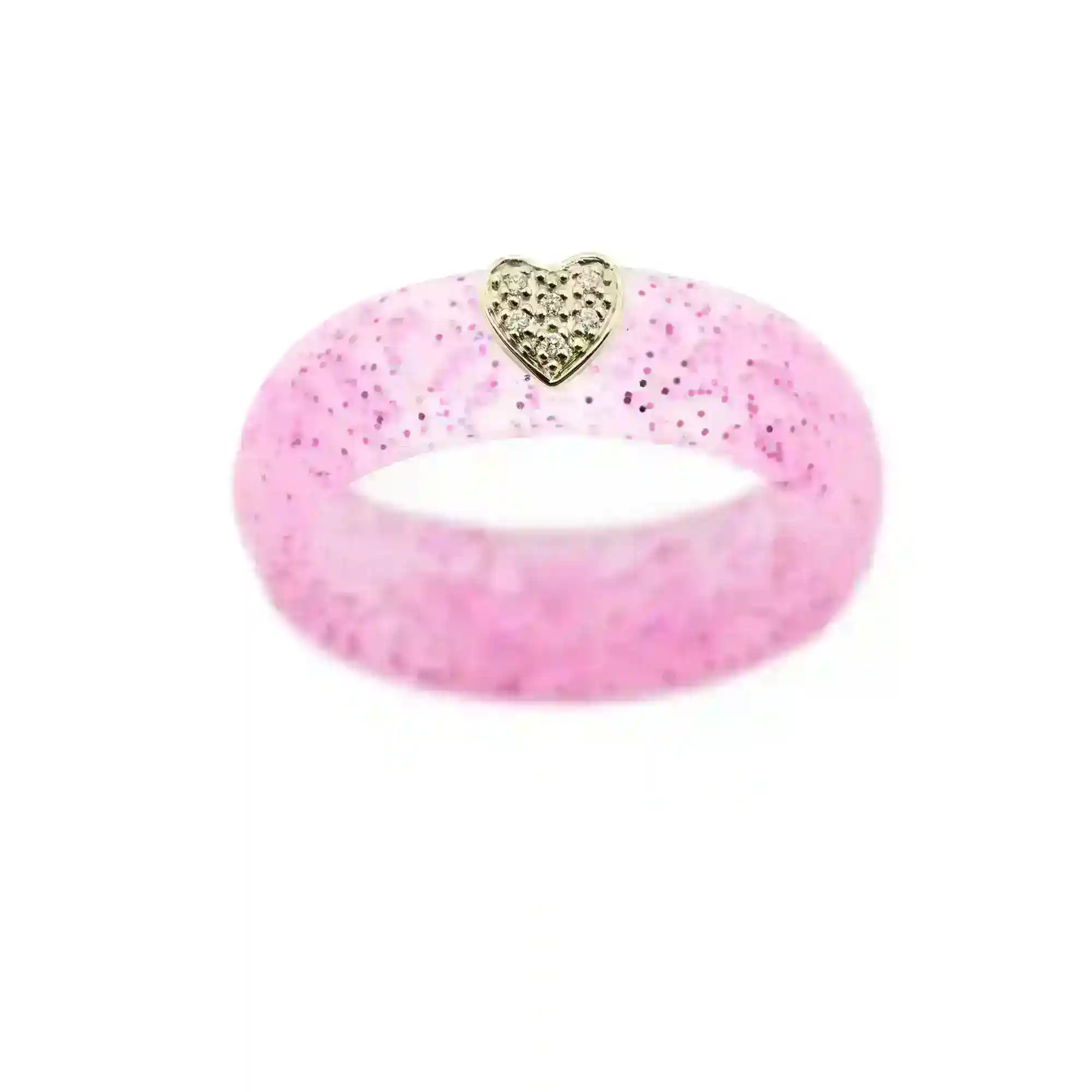 Pave Heart Silicone Ring - Size 8