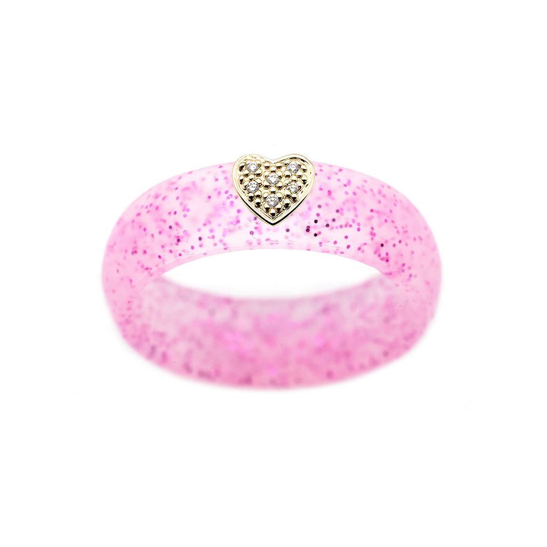Pave Heart Silicone Ring - Size 6