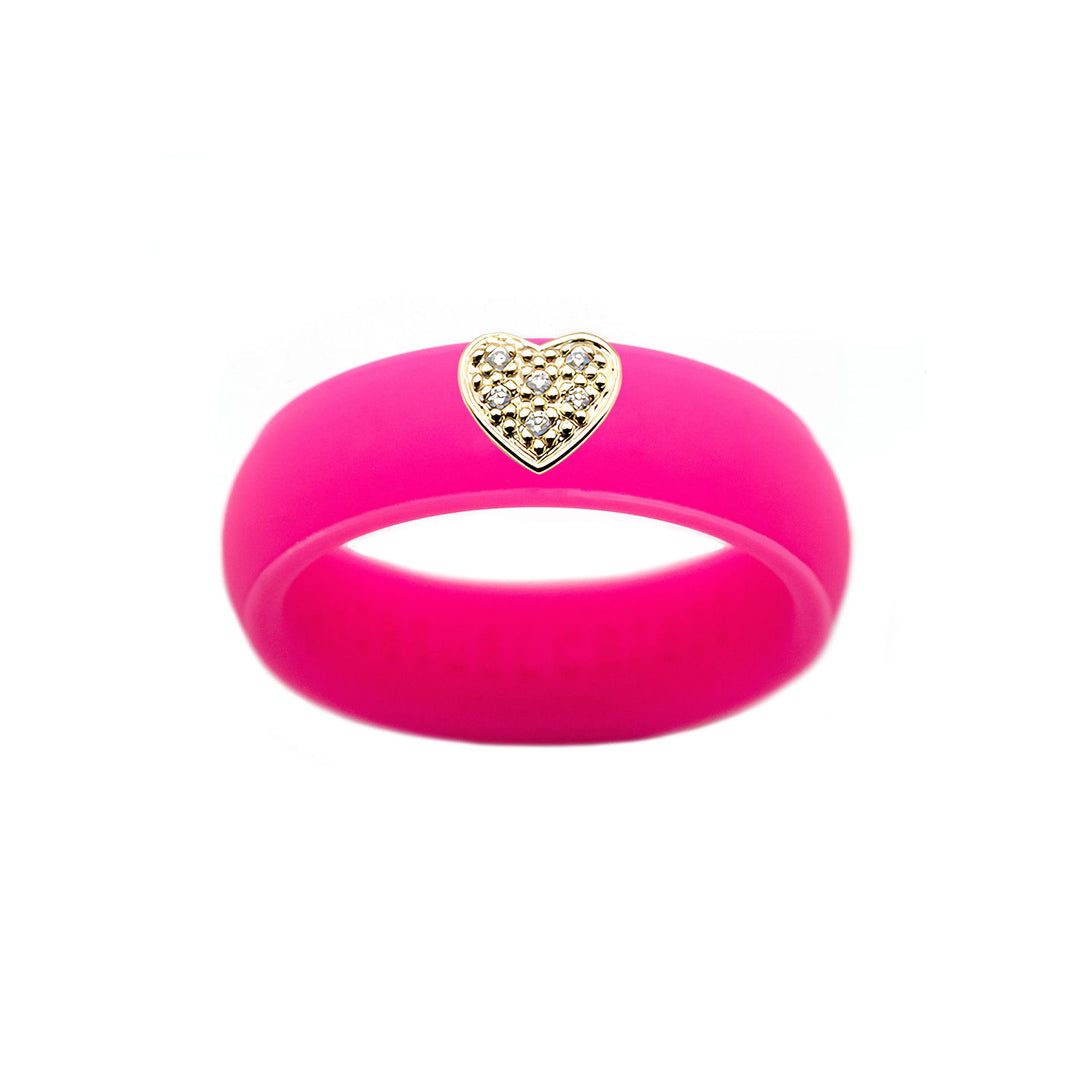 Pave Heart Silicone Ring - Size 6