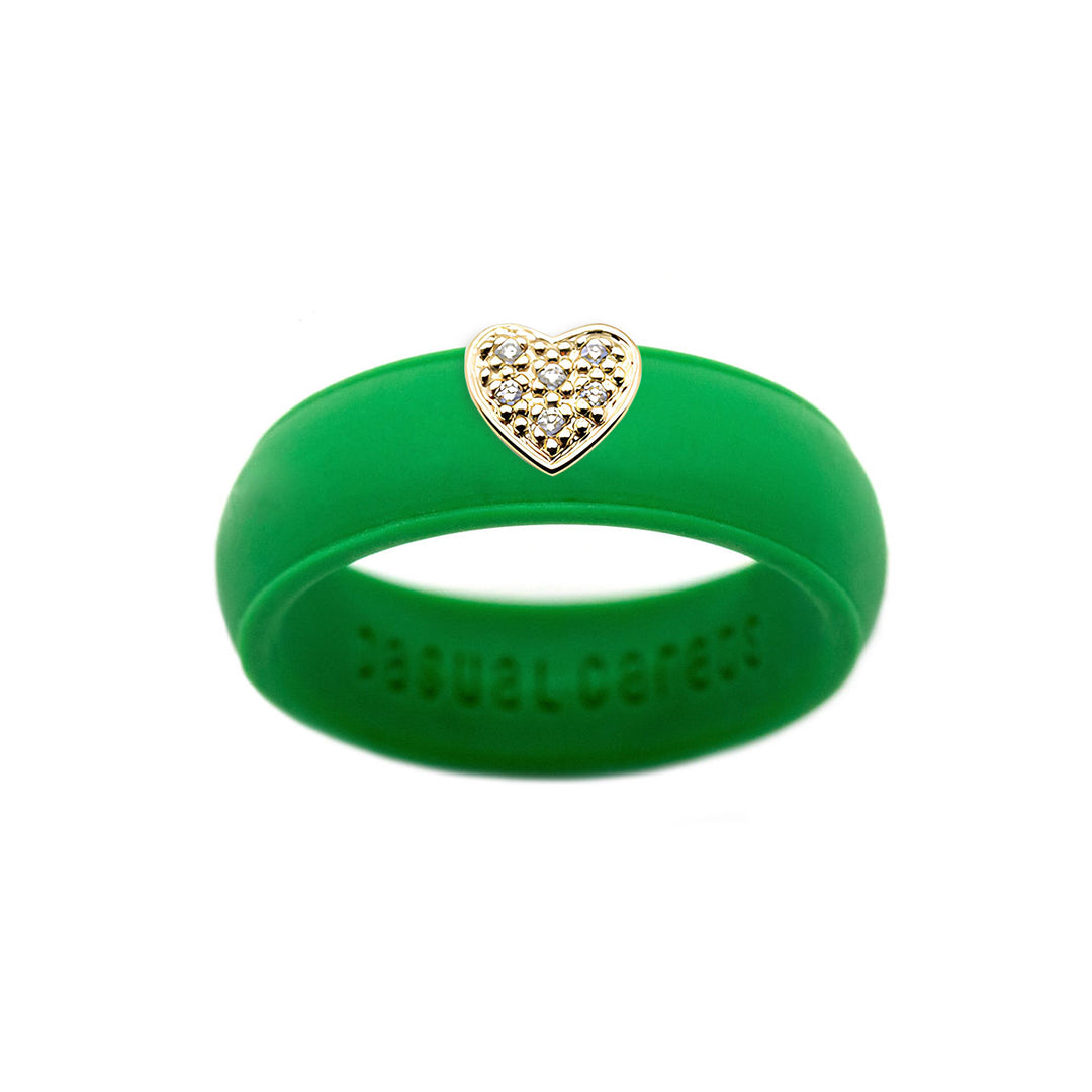 Pave Heart Silicone Ring - Size 6