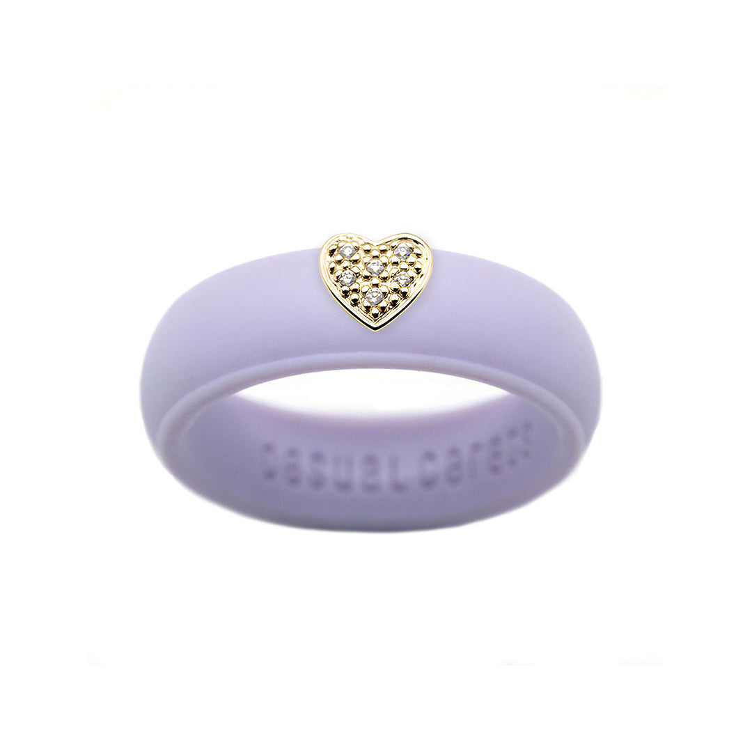 Pave Heart Silicone Ring - Size 6