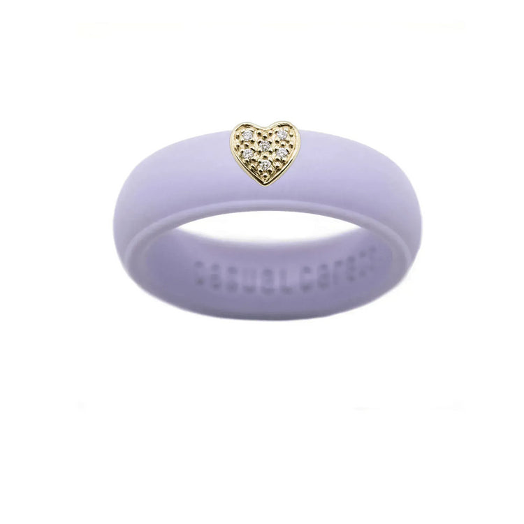 Pave Heart Silicone Ring - Size 6