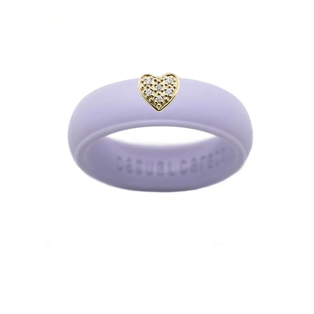 Pave Heart Silicone Ring - Size 6