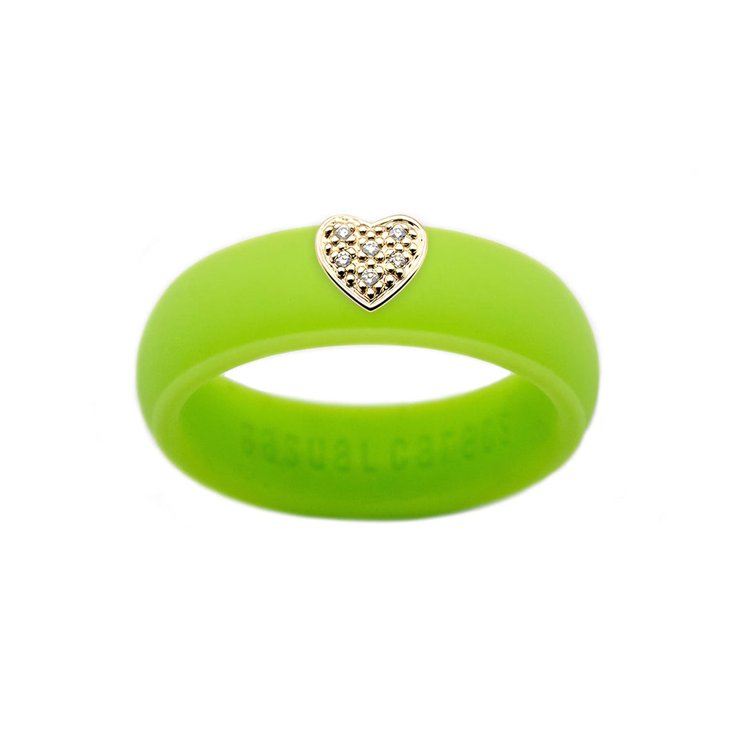Pave Heart Silicone Ring - Size 6