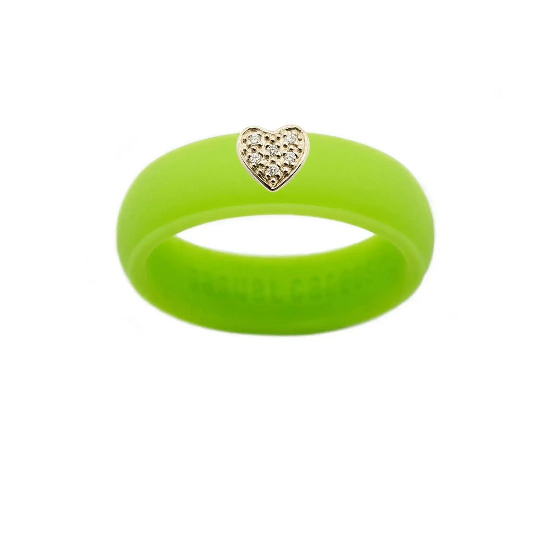 Pave Heart Silicone Ring - Size 4