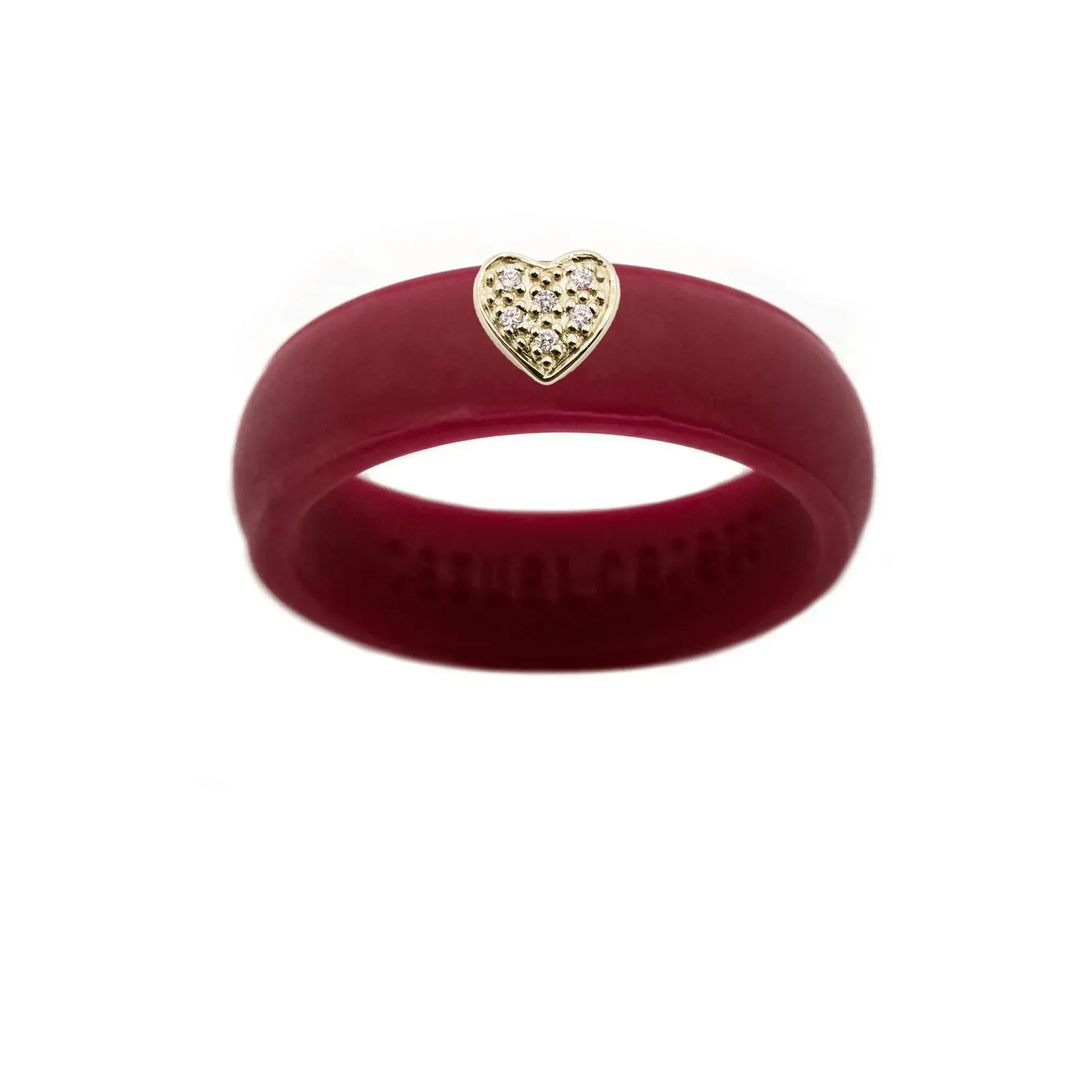 Pave Heart Silicone Ring - Size 6