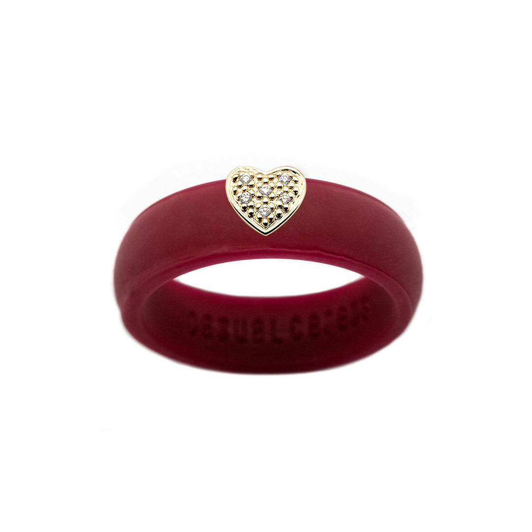 Pave Heart Silicone Ring - Size 6