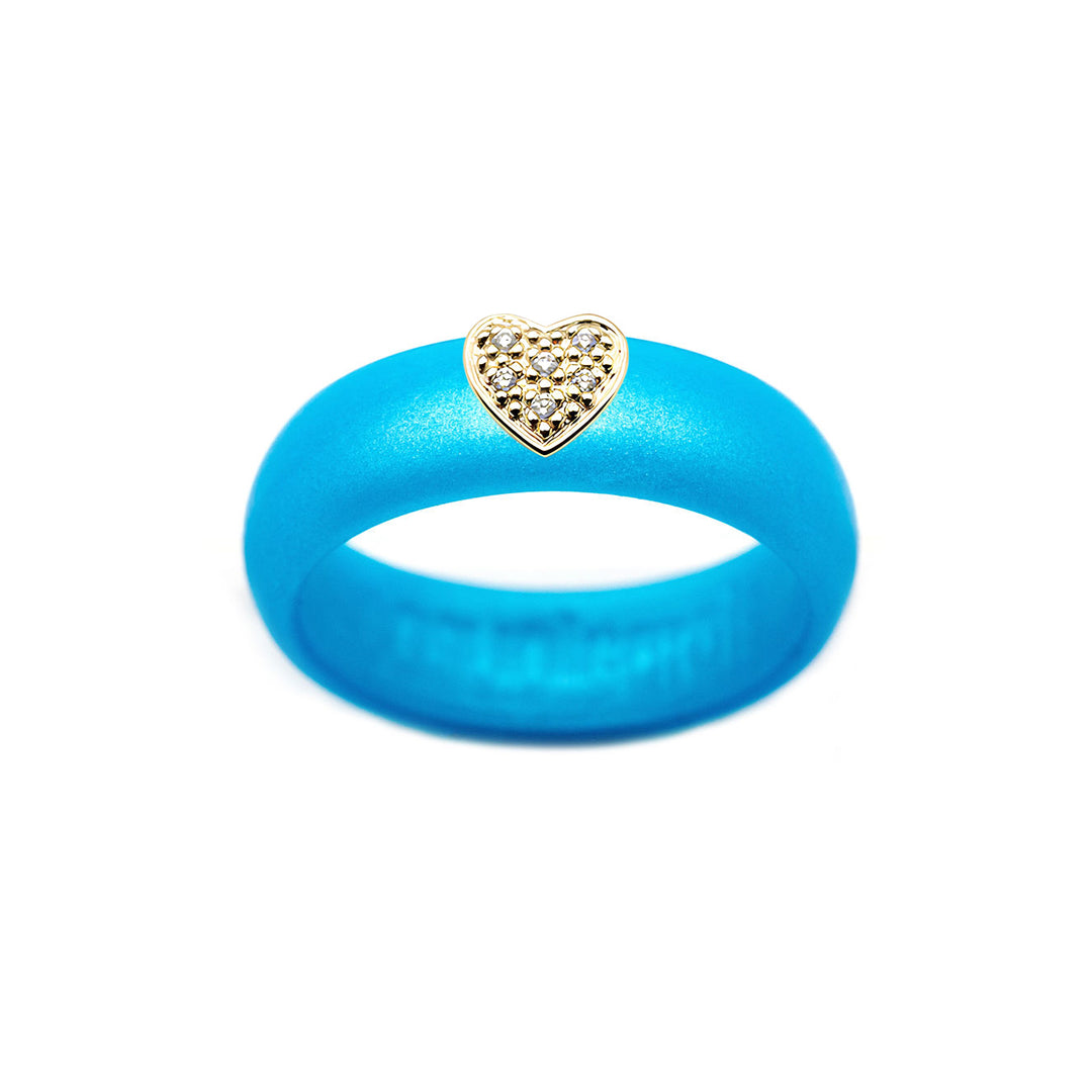 Pave Heart Silicone Ring - Size 6
