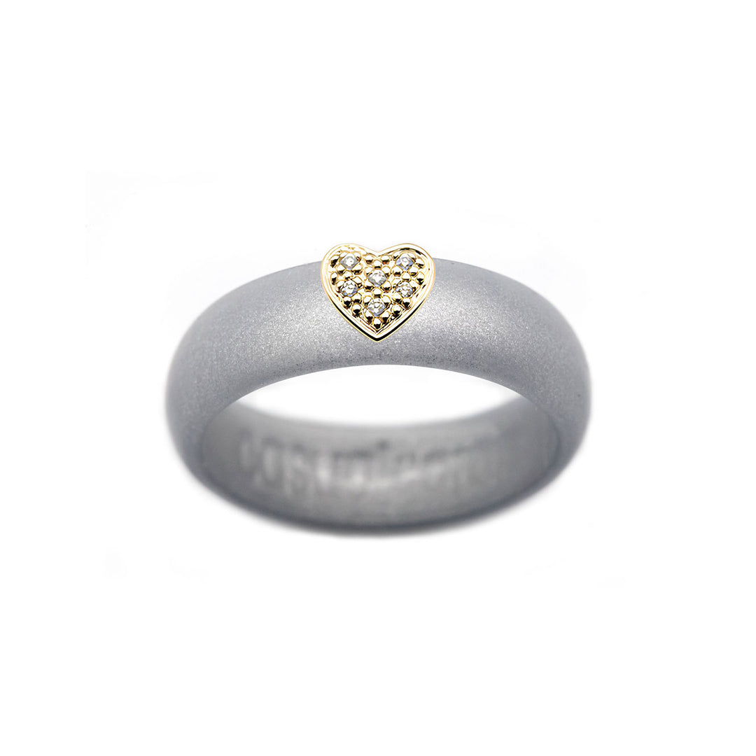 Pave Heart Silicone Ring - Size 6
