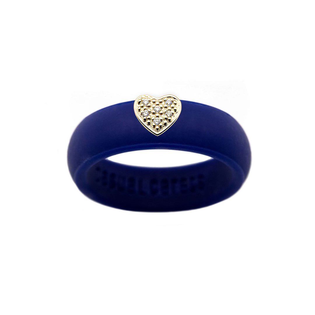 Pave Heart Silicone Ring - Size 6