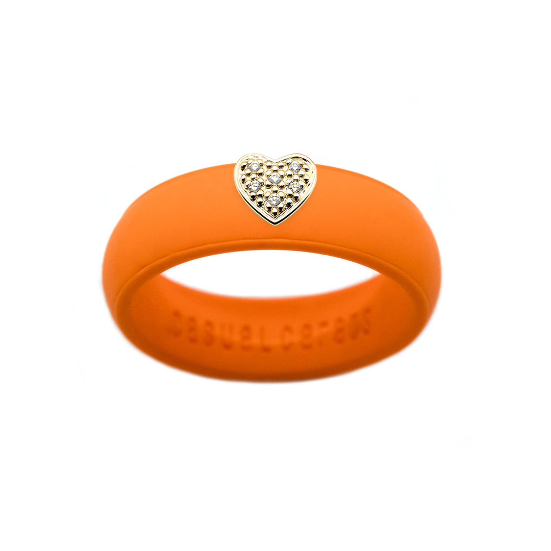 Pave Heart Silicone Ring - Size 6