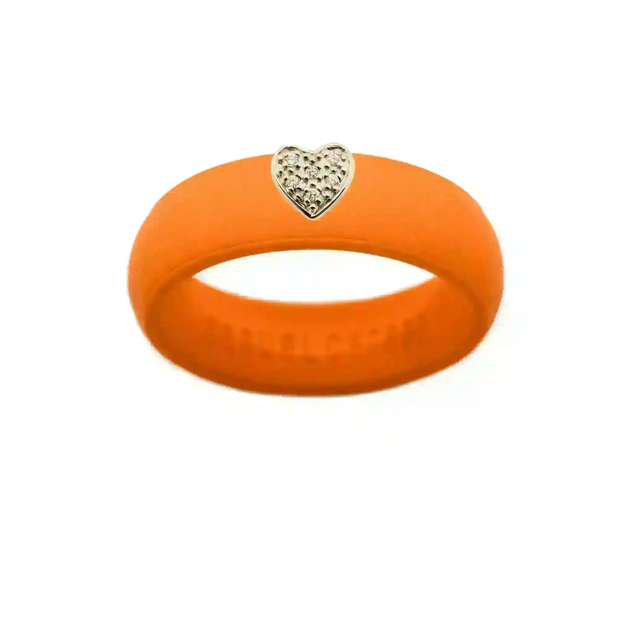 Pave Heart Silicone Ring - Size 8