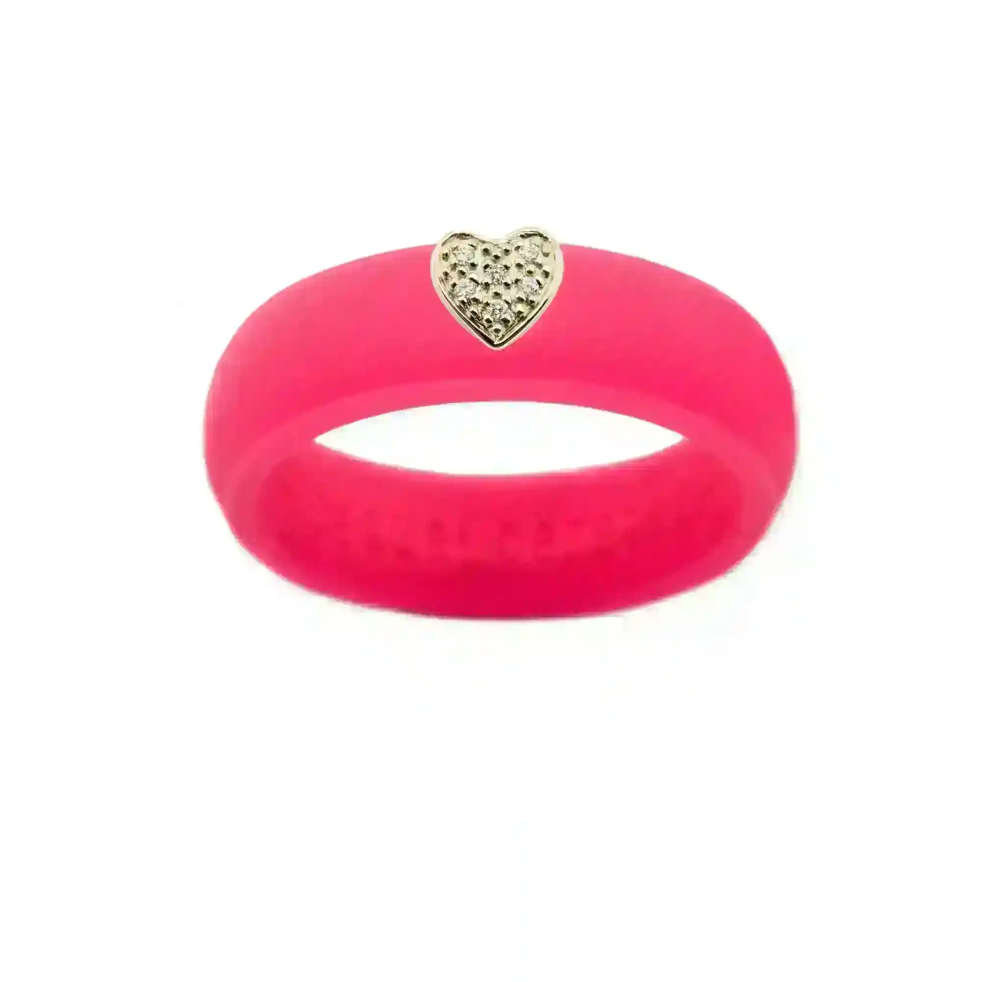 Pave Heart Silicone Ring - Size 8
