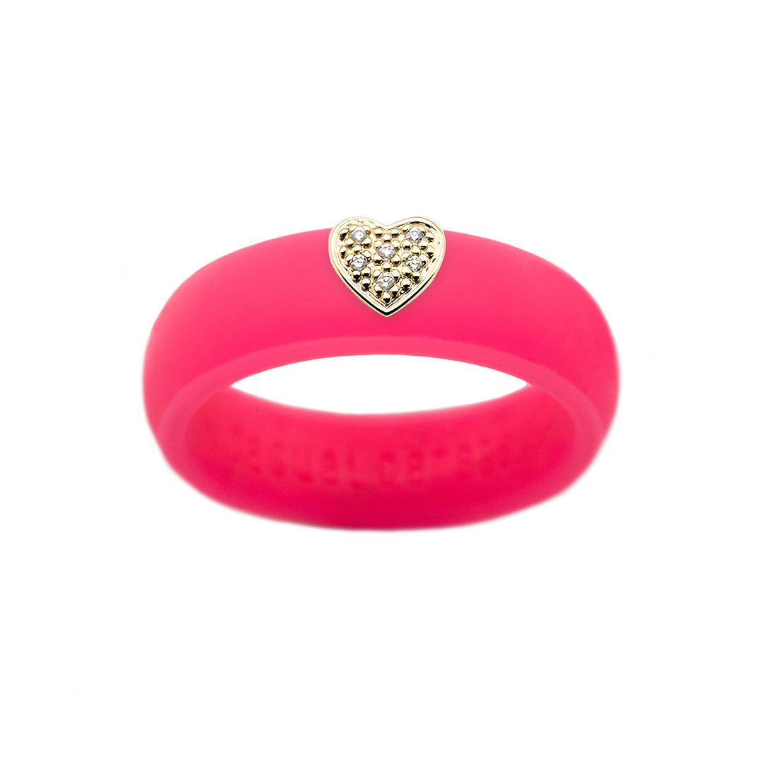 Pave Heart Silicone Ring - Size 6