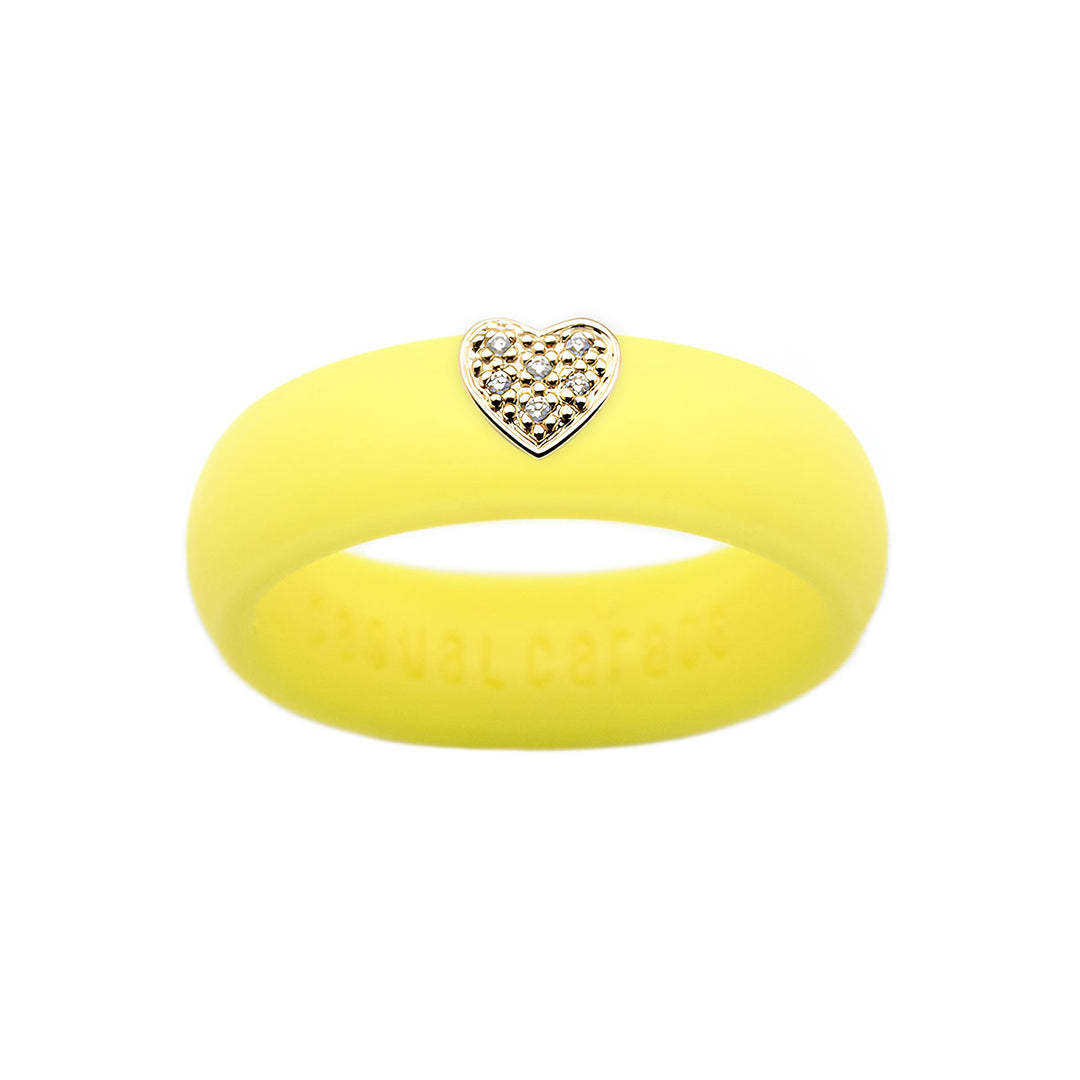 Pave Heart Silicone Ring - Size 6